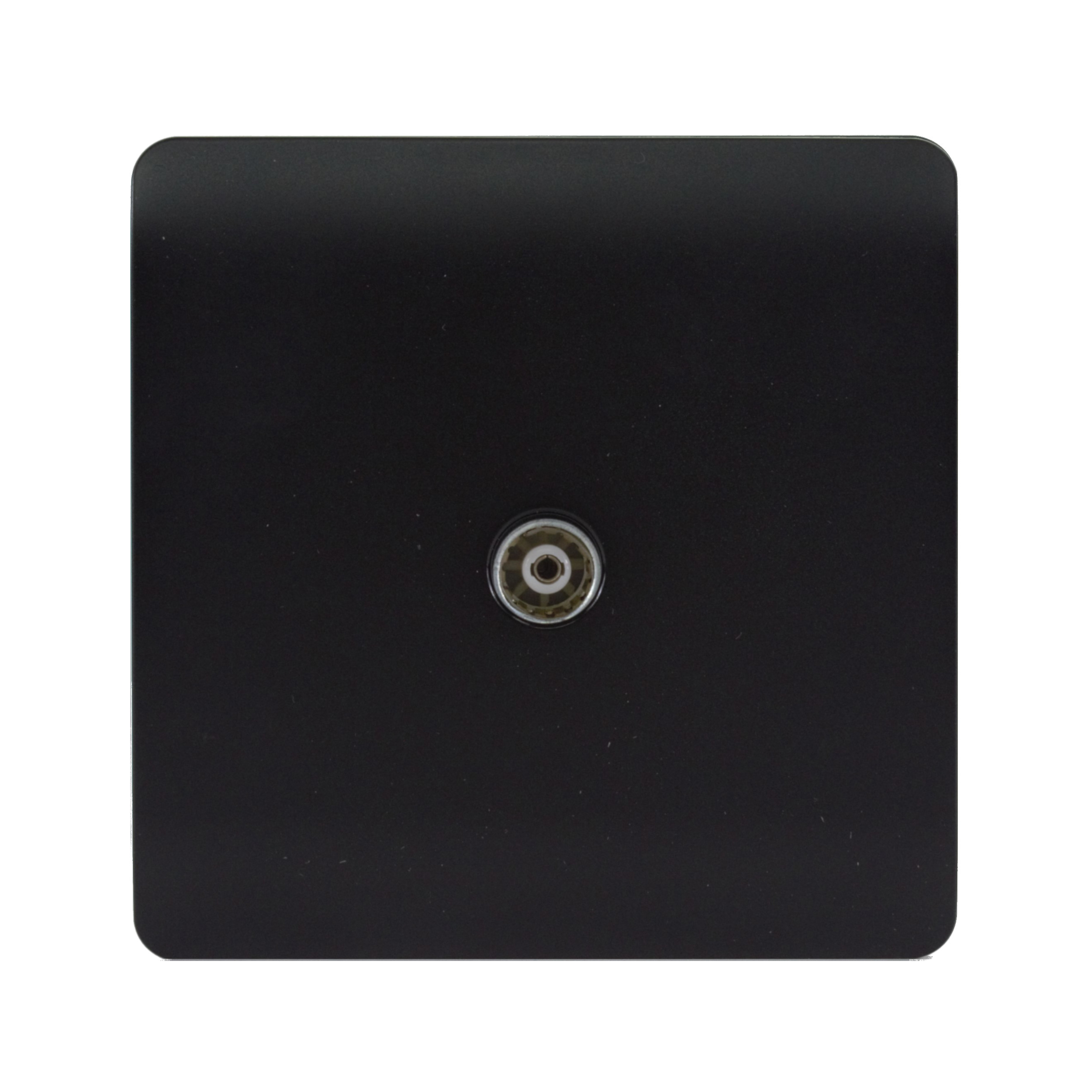 Trendi, Artistic Modern TV Co-Axial 1 Gang Matt Black Finish, BRITISH MADE, (25mm Back Box Required), 10yrs Warranty