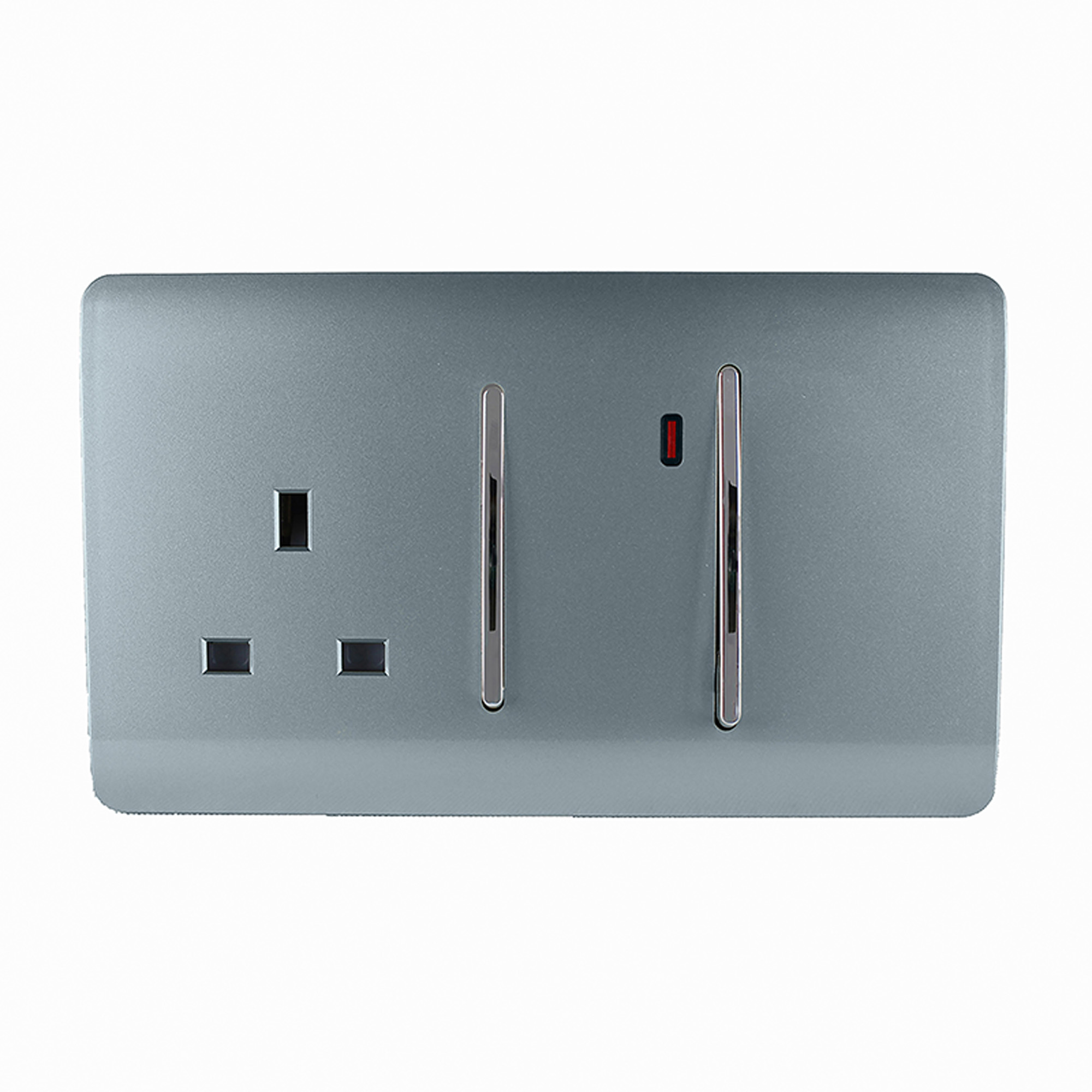 Trendi, Artistic Modern Cooker Control Panel 13amp with 45amp Switch Cool Grey Finish, BRITISH MADE, (47mm Back Box Required), 10yrs Warranty