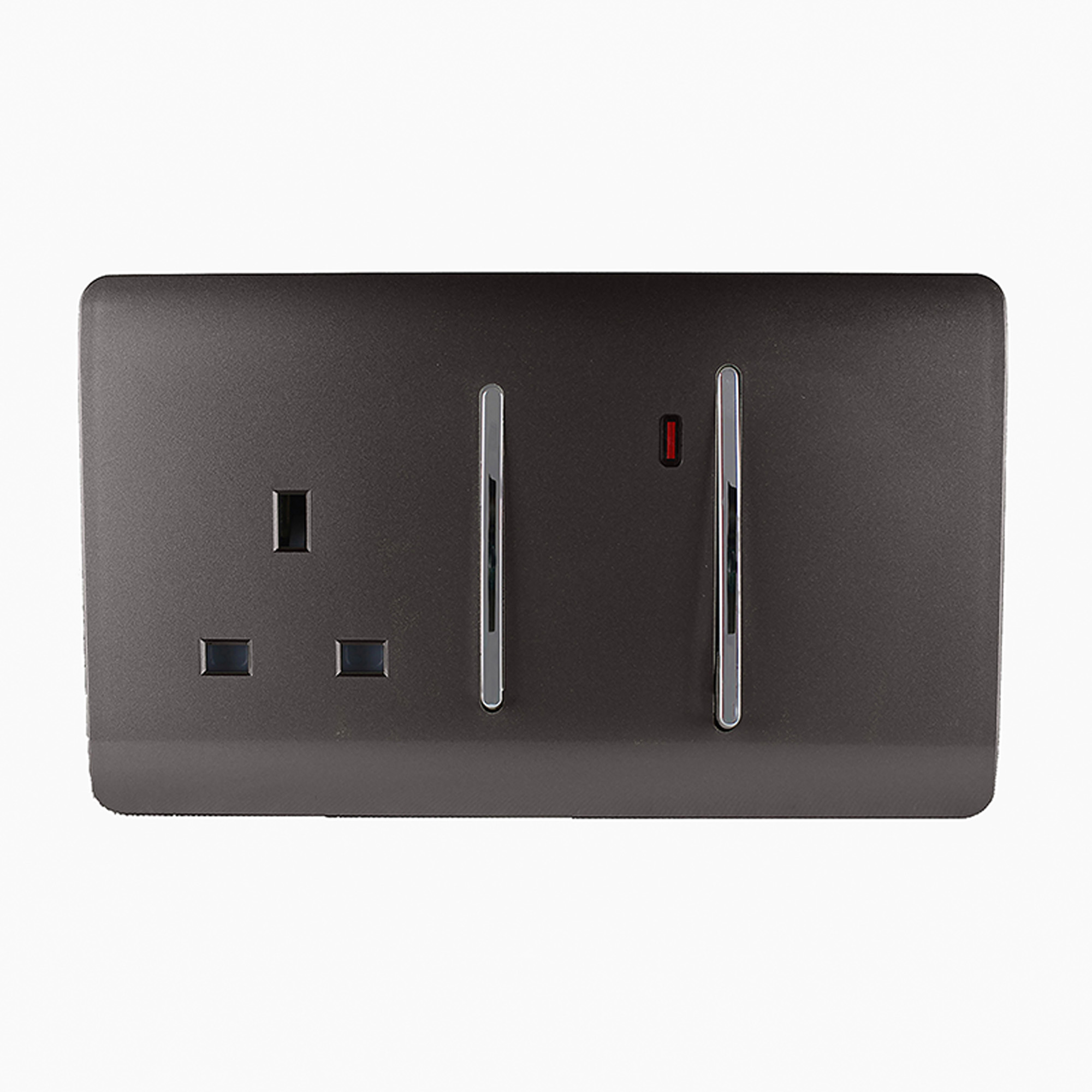 Trendi, Artistic Modern Cooker Control Panel 13amp with 45amp Switch Dark Brown Finish, BRITISH MADE, (47mm Back Box Required), 10yrs Warranty