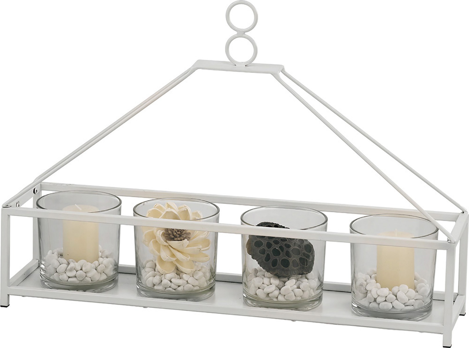 (DH) Athena 5 Candle Holder Medium White/Clear Glass