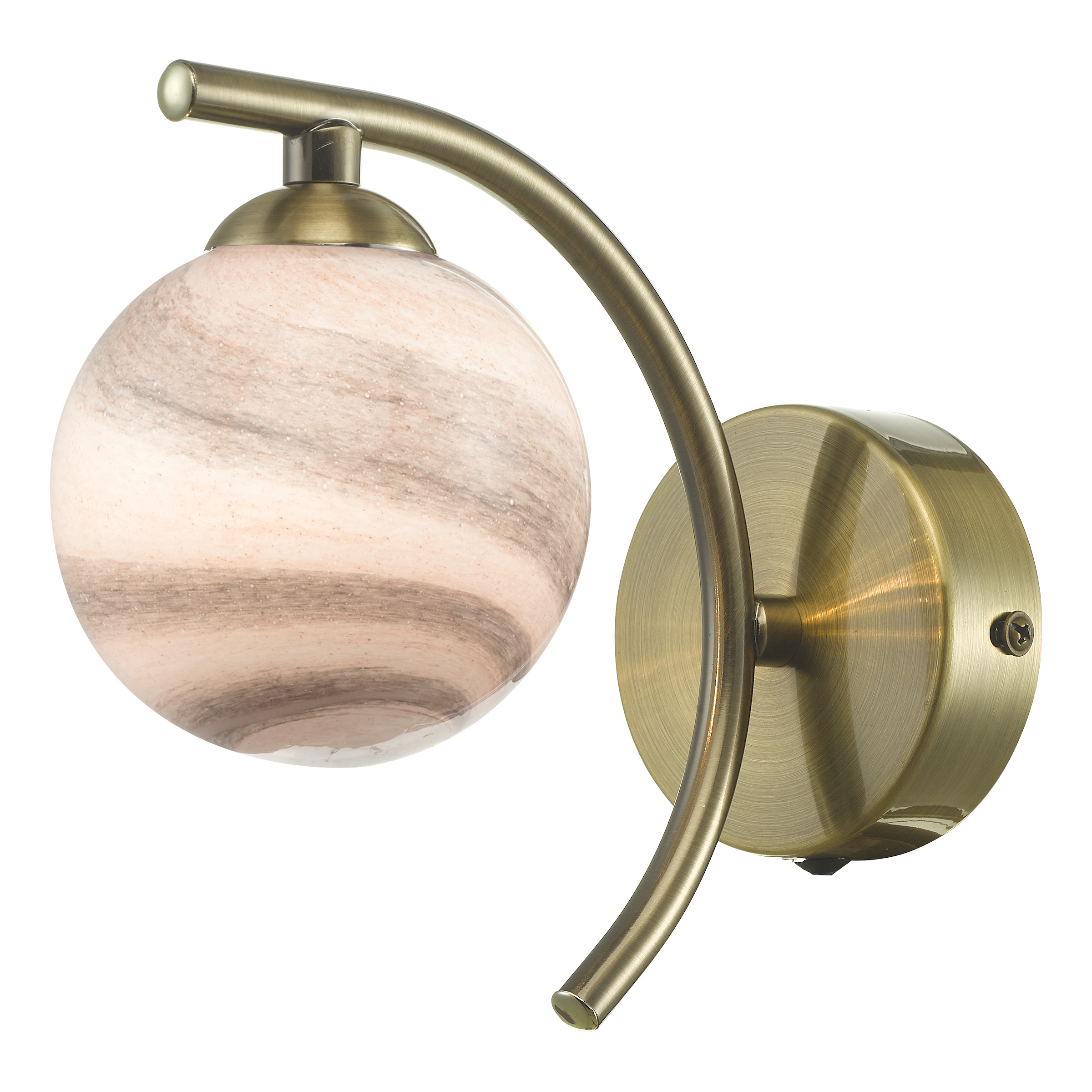 Billetera 1 Light G9 Antique Brass Wall Light With Planet Style Glass