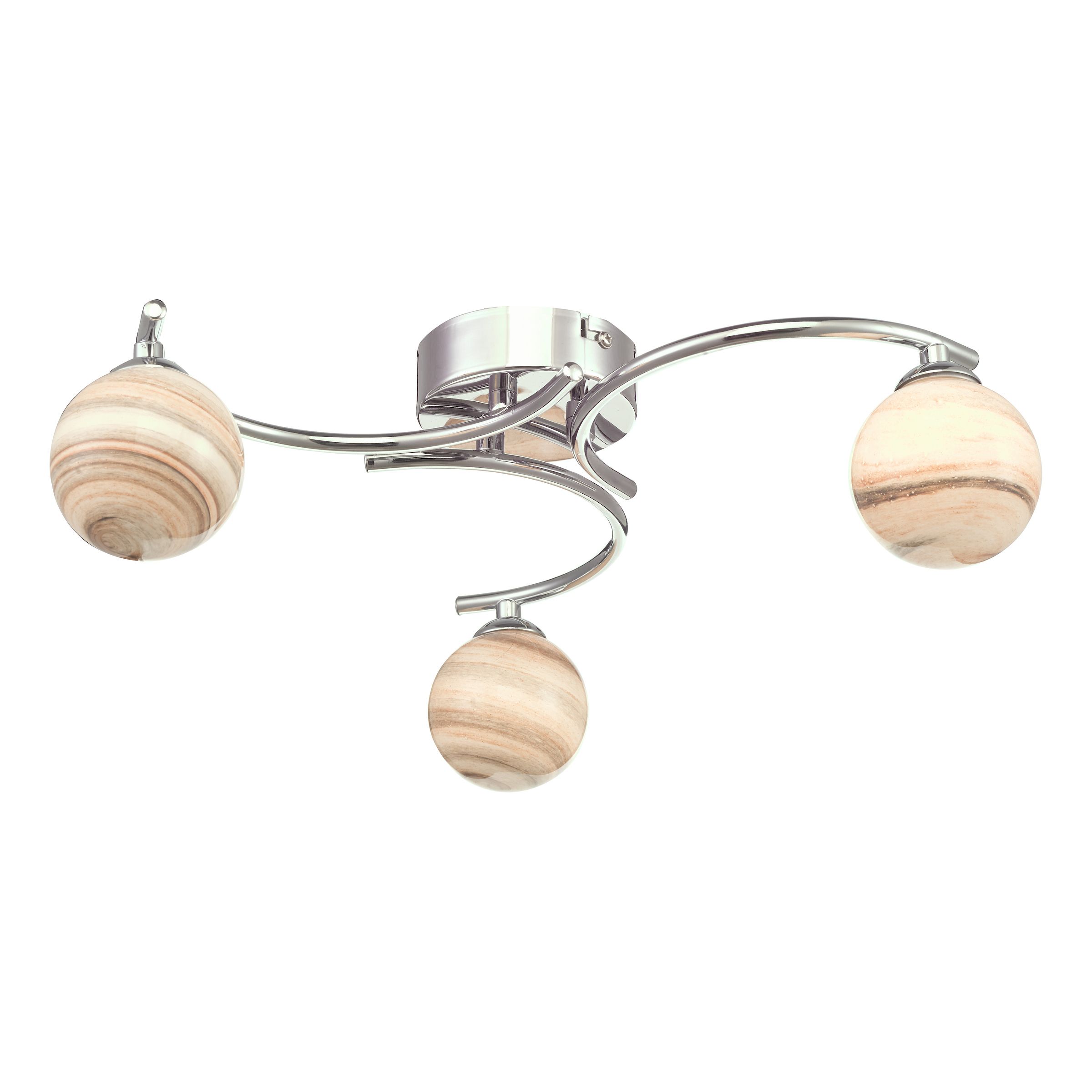 Billetera 3 Light G9 Polished Chrome Semi Flush Ceiling Light With Planet Style Glass