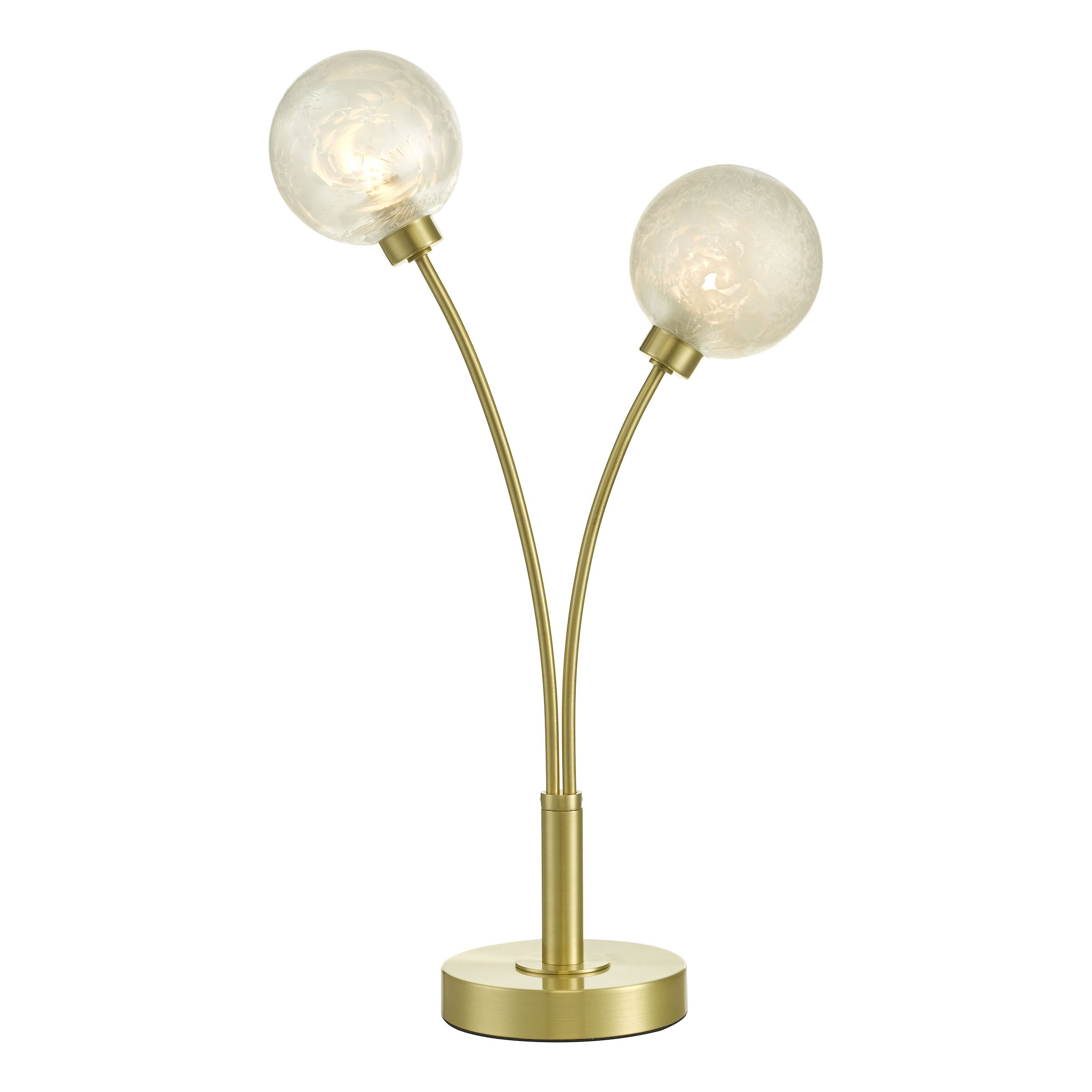 Corbata 2 Light G9 Satin Brass Table Lamp With Inline Switch C/W Torm Effect Glass Shades