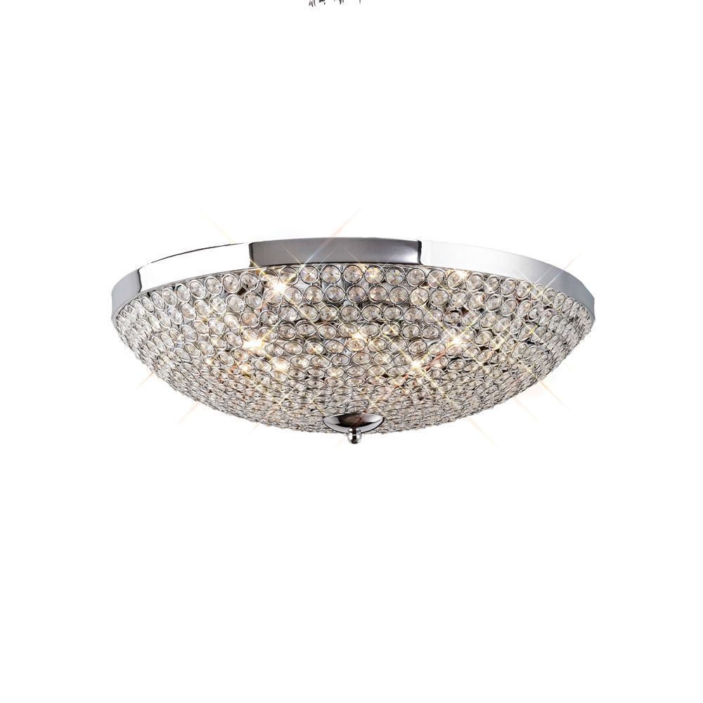 Ava 55cm Flush Ceiling 9 Light G9 Polished Chrome/Crystal