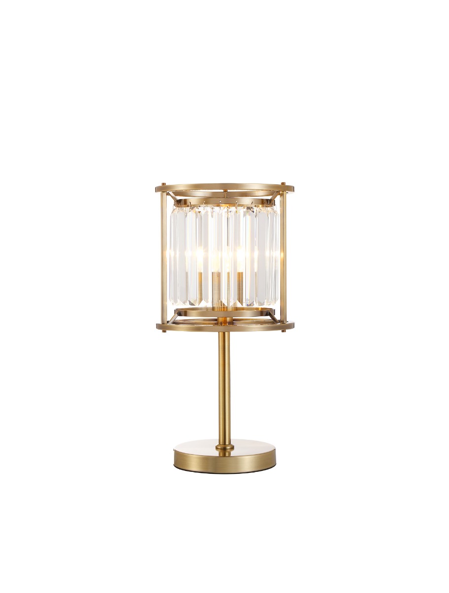 Avano Crystal Table Lamp, 1x E27, Antique Brass/Clear Crystal