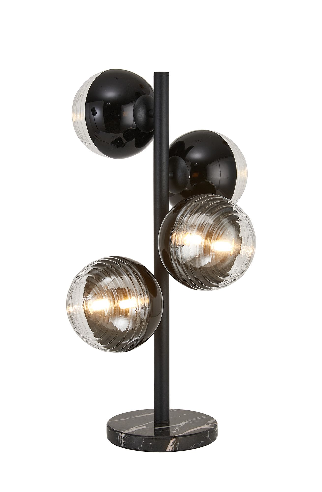 Wren Table Lamp, 4 x G9, Satin Black/Black/Clear Two-Tone Round Spiral Glass (A)