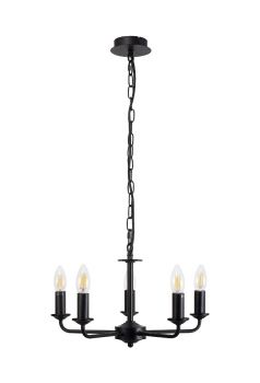 Banyan 45cm 5 Light Multi Arm Pendant Without Shade, c/w 1.5m Chain, E14 Matt Black