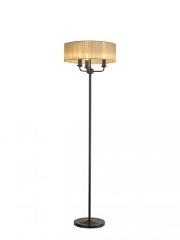 Banyan 3 Light Switched Floor Lamp With 45cm x 15cm Organza Shade Matt Black/Soft Bronze