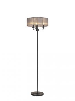 Banyan 3 Light Switched Floor Lamp With 45cm x 15cm Organza Shade Matt Black/Grey