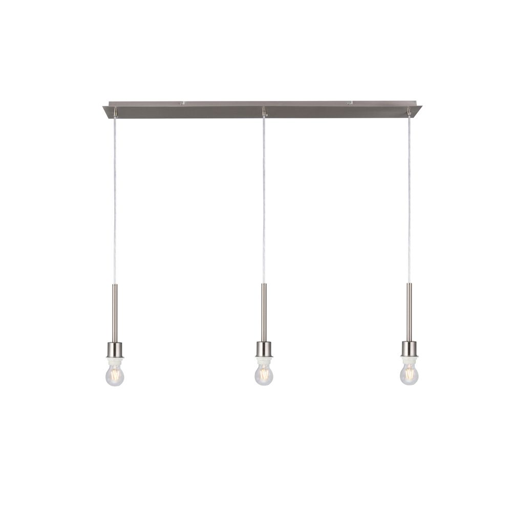 Baymont Satin Nickel 3 Light E27 Universal Linear Pendant, Suitable For A Vast Selection Of Shades 3m