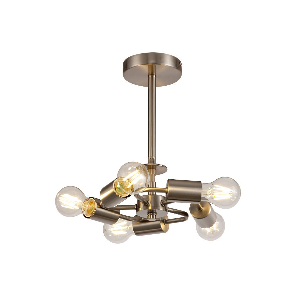 Baymont 28cm Satin Nickel 5 Light E27 Universal Semi Flush Fixture, Suitable For A Vast Selection Of Shades