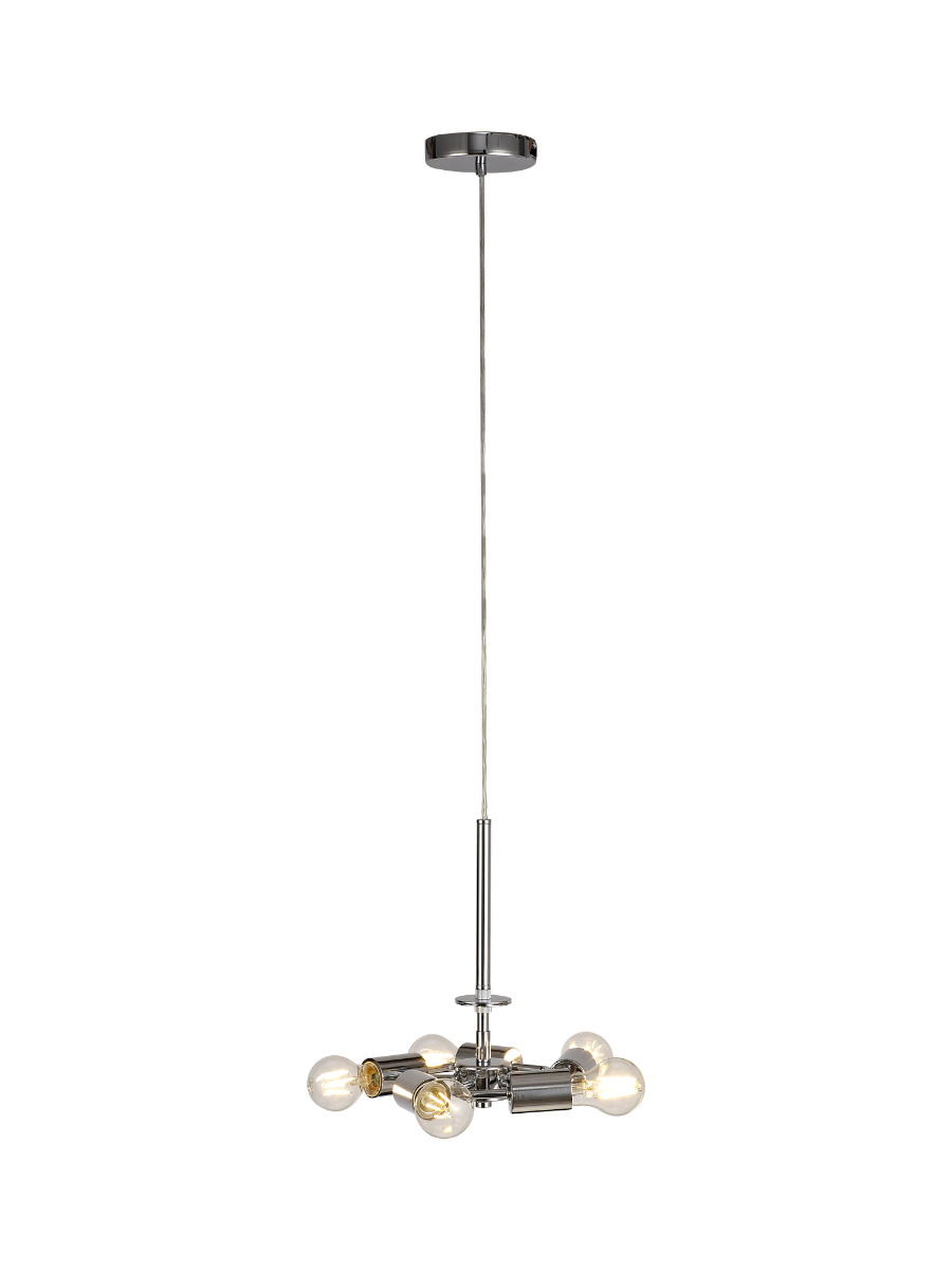 Baymont 28cm Polished Chrome 5 Light E27 Universal Single Pendant, Suitable For A Vast Selection Of Shades