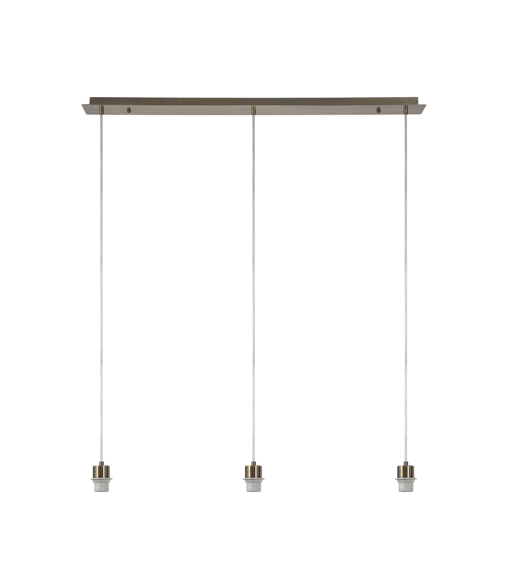 Baymont Antique Brass 3 Light E27 Universal Linear Pendant, Suitable For A Vast Selection Of Shades 2m