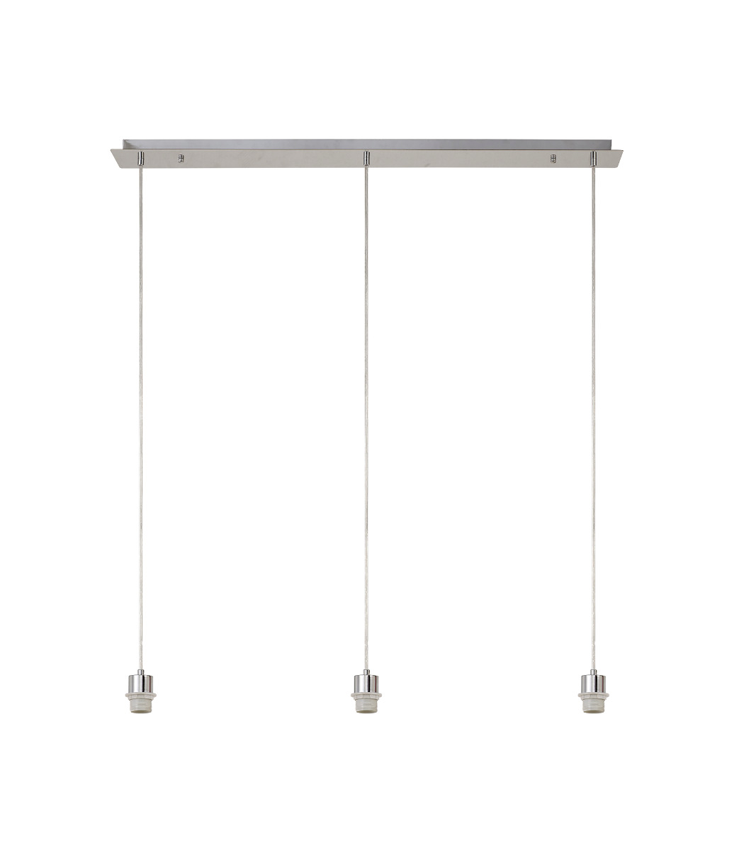 Baymont Satin Nickel 3 Light E27 Universal Linear Pendant, Suitable For A Vast Selection Of Shades 2m