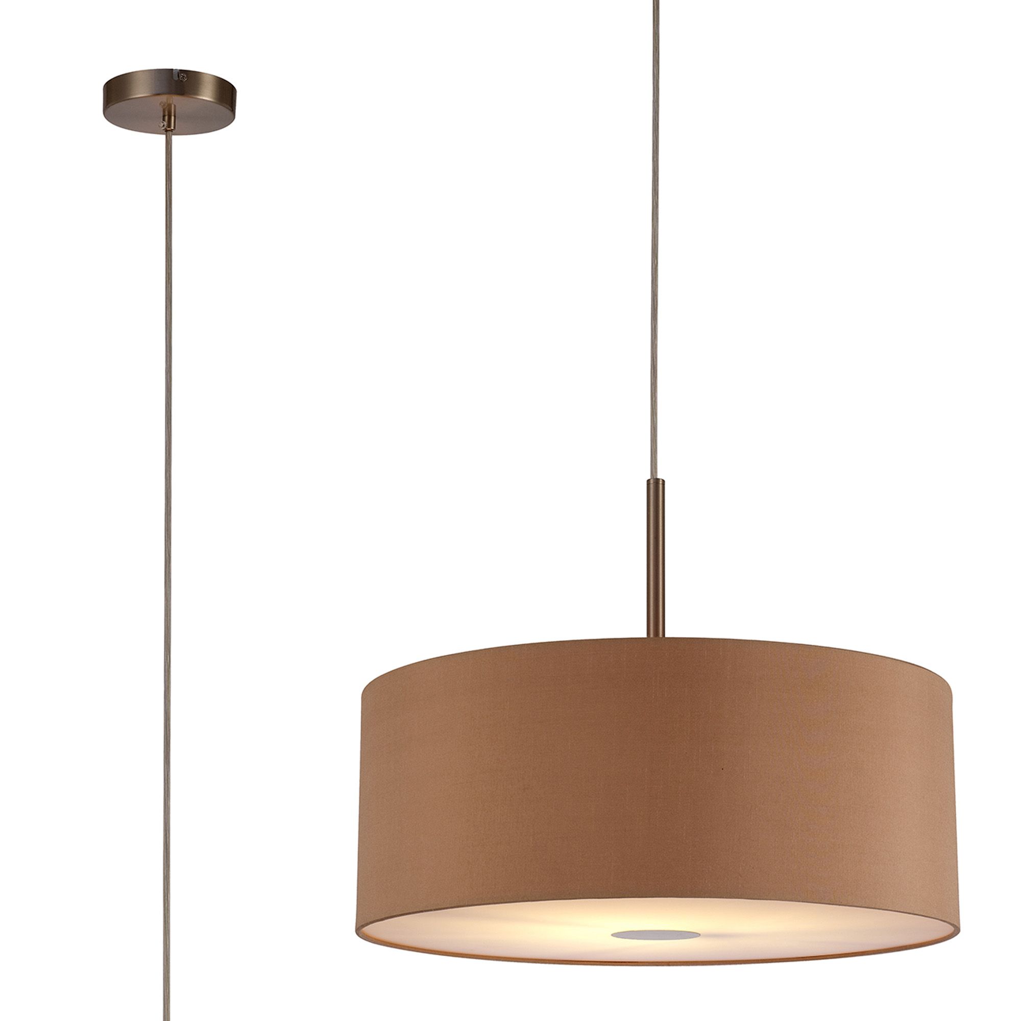 Baymont Satin Nickel 1 Light E27 Single Pendant With 50cm Dual Faux Silk Shade, Antique Gold/Ruby With 50cm Frosted/SN Acrylic Diffuser