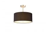 Baymont Satin Nickel 3 Light E27 Semi Flush With 40cm x 18cm Faux Silk Shade, Black/White Laminate & Frosted/SN Acrylic Diffuser
