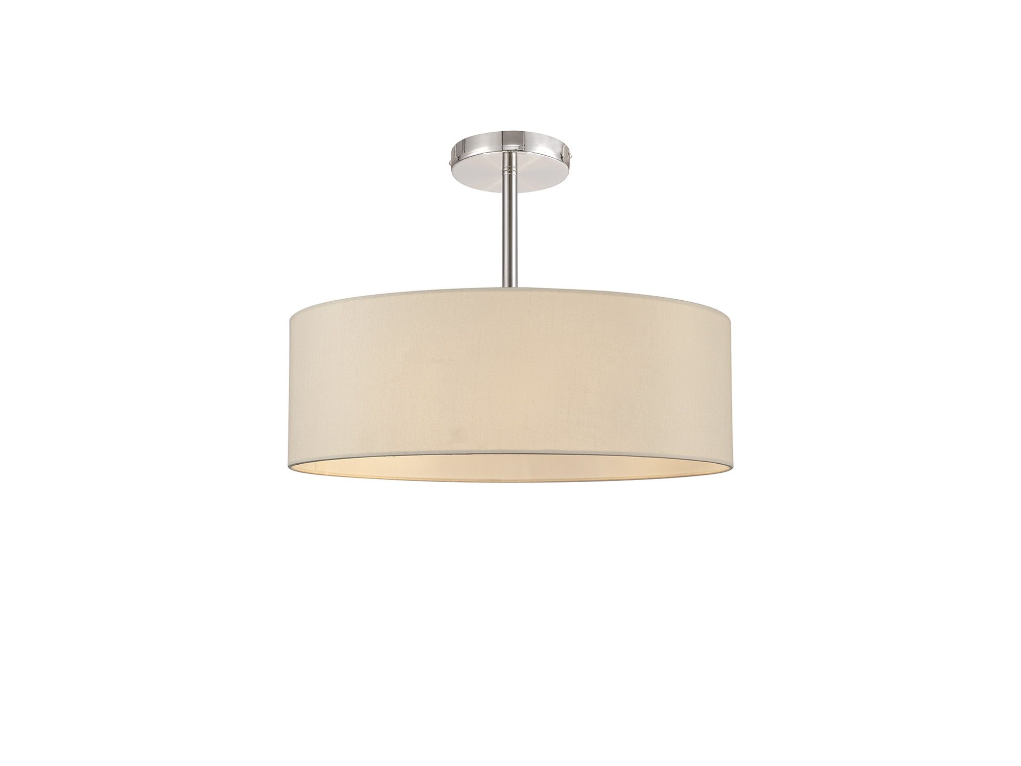 Baymont Polished Chrome 5 Light E27 Semi Flush Fixture, With 45cm x 15cm Faux Silk Shade, Ivory Pearl/White Laminate
