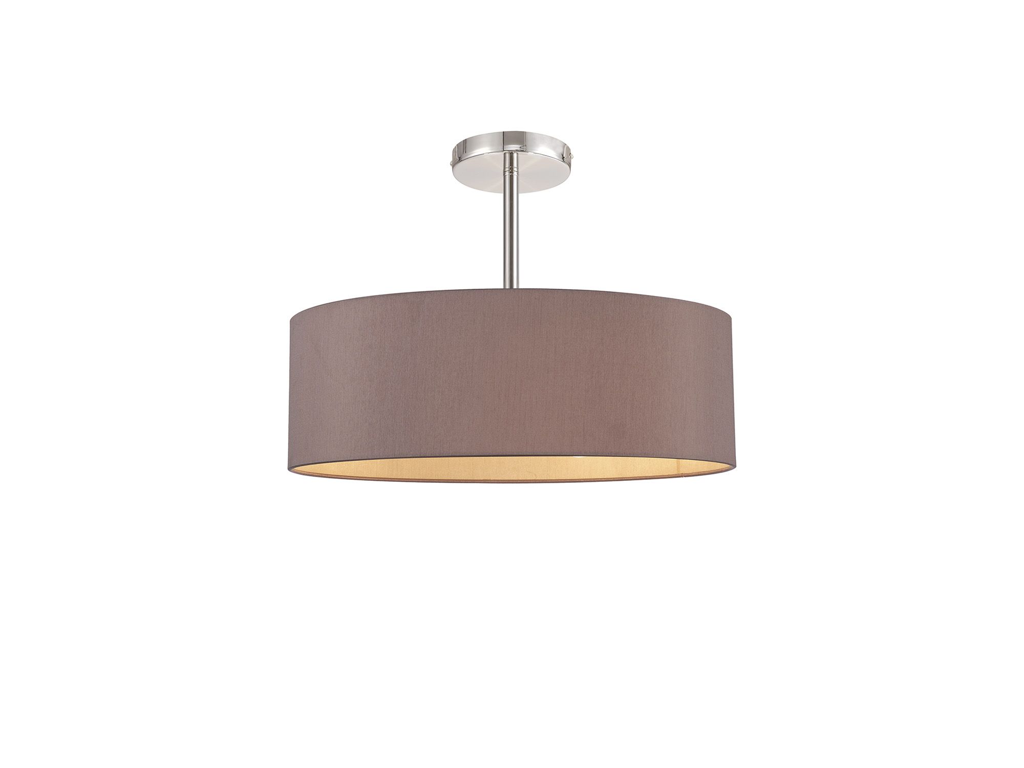 Baymont Polished Chrome 5 Light E27 Semi Flush Fixture, With 45cm x 15cm Dual Faux Silk Shade, Taupe/Halo Gold