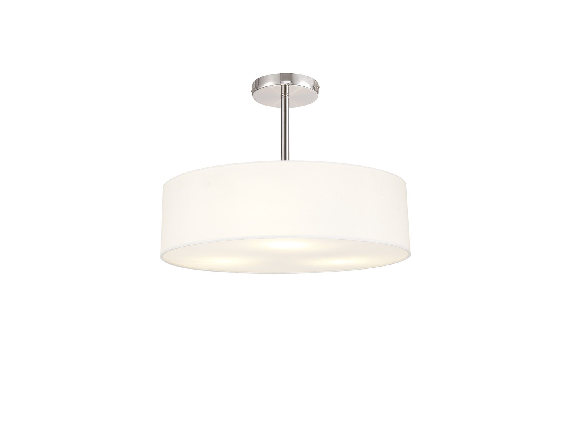 Baymont Polished Chrome 5 Light E27 Semi Flush Fixture, With 45cm x 15cm Faux Silk Shade, White