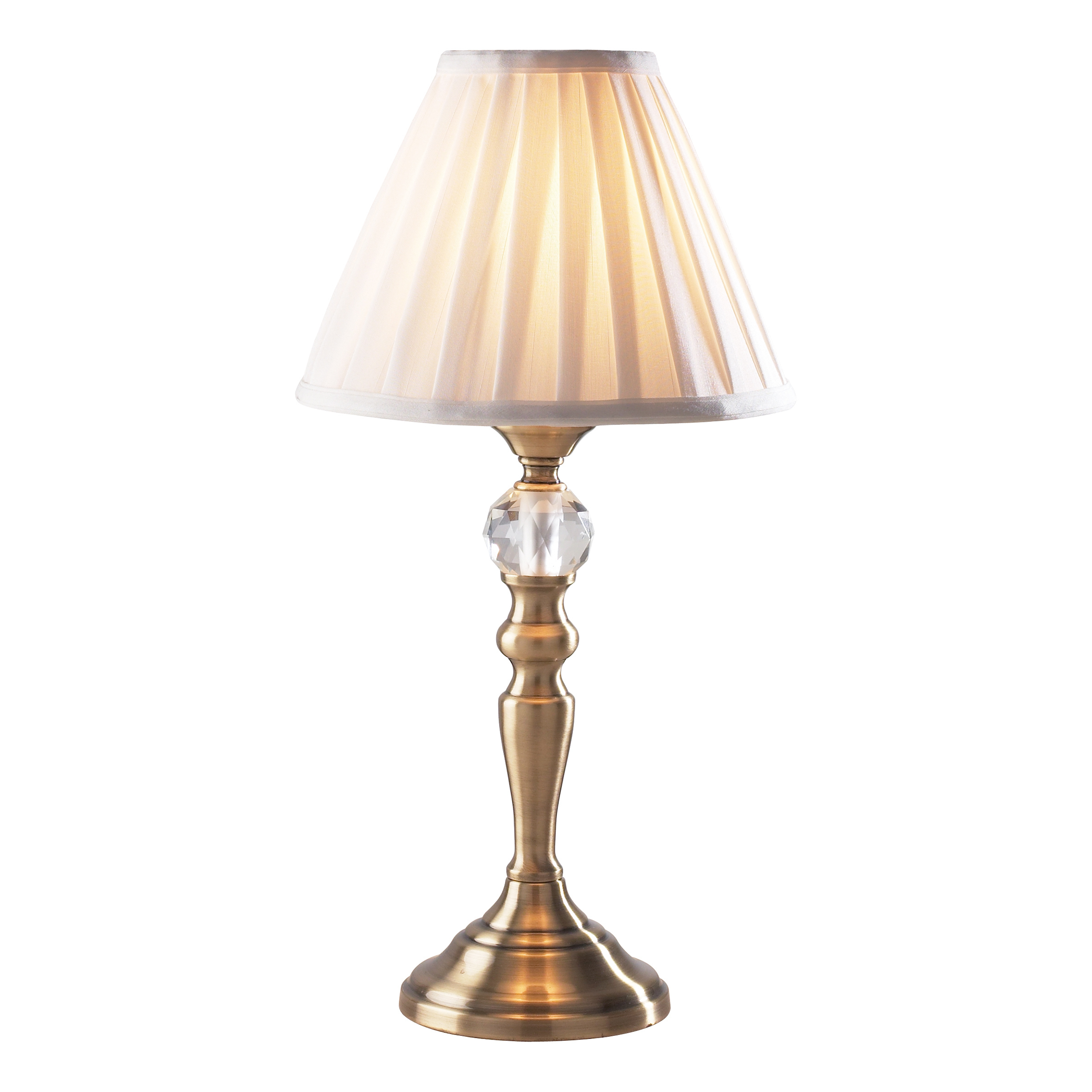 Diadema 1 Light E14 Antique Brass Table Lamp With 3 Stage Touch Operated C/W Pulque Faux Silk Shade