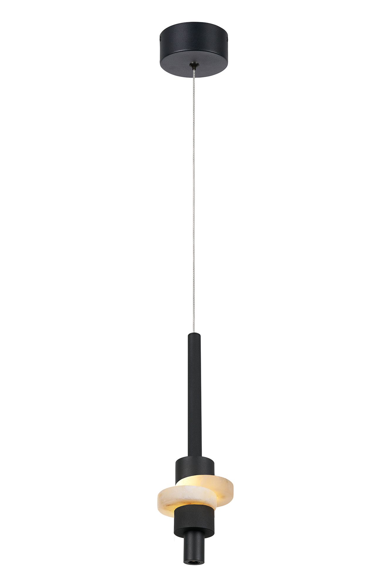 Betty Single Pendant, 7W LED, 3000K, 840lm, Black/Faux Alabaster, 3yrs Warranty