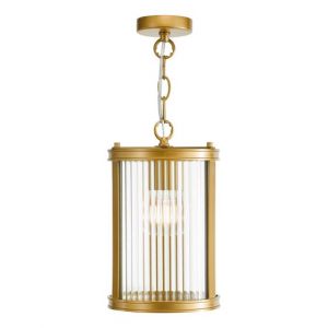 Asino 1 Light E27 Bronze Adjustable Pendant With Clear Ribbed Glass