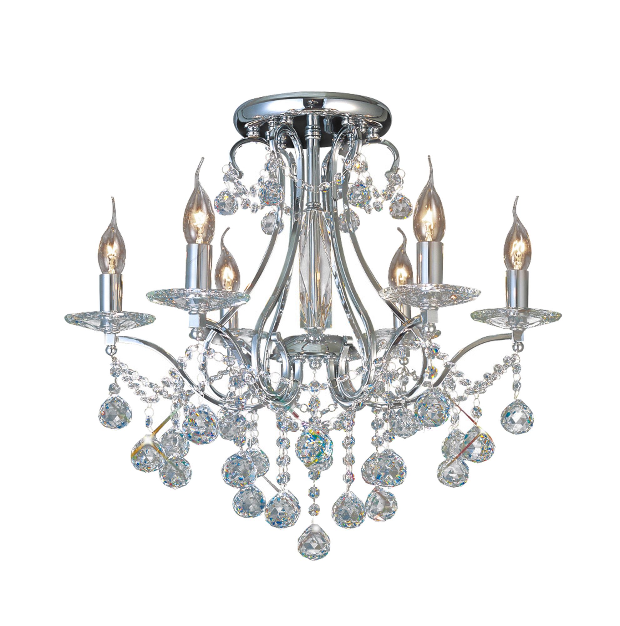 Bianco 61cm Ceiling 6 Light E14 Polished Chrome/Crystal