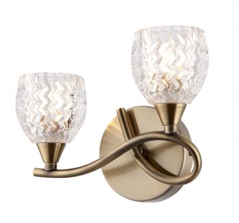 Endon BOYER-2WBAB-R Boyer Double Wall Light Antique Brass Plate/Clear Finish