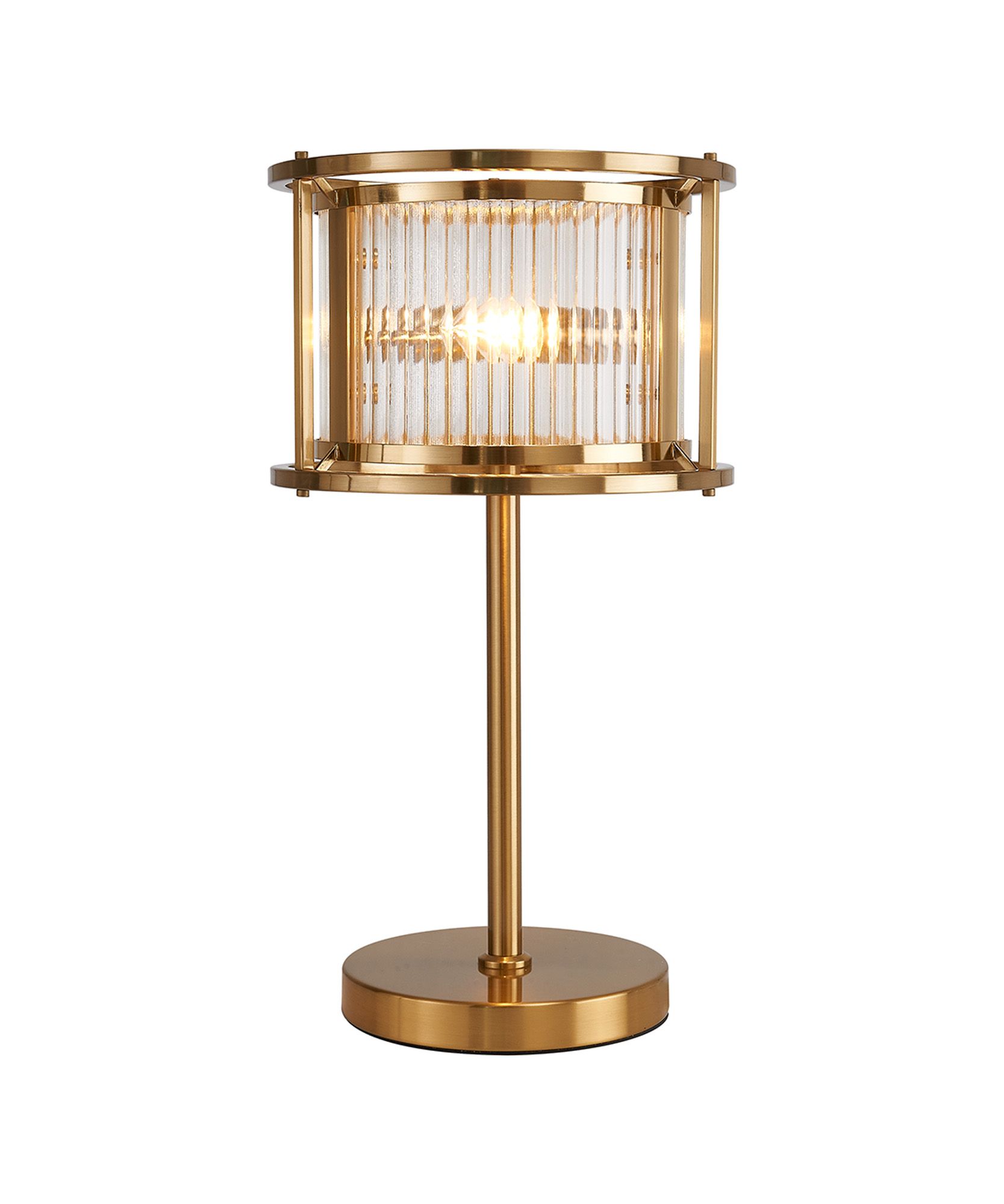 Bramley Table Lamp, 2 x E14, Brass/Clear Glass