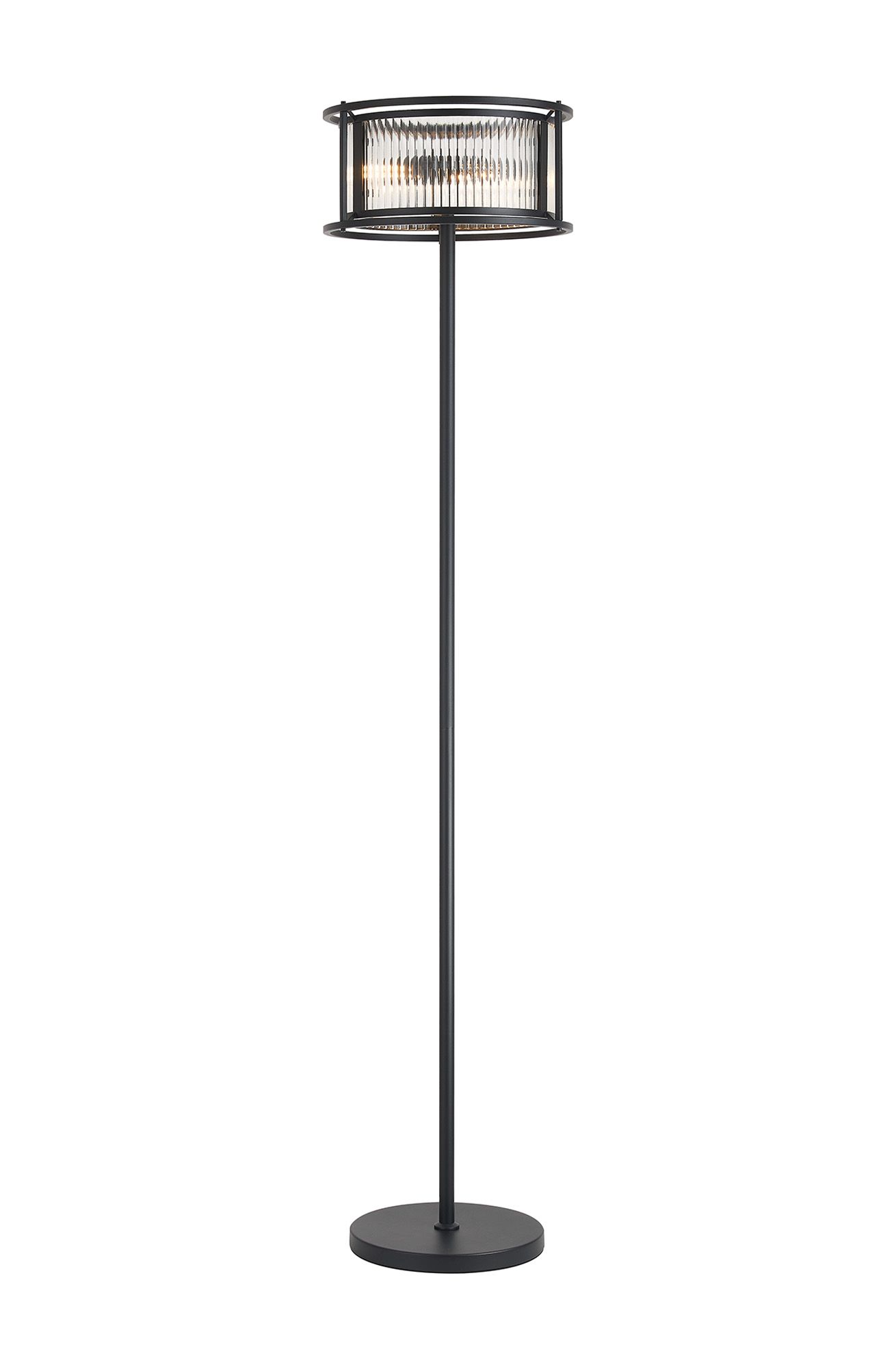 Bramley Floor Lamp, 3 x E14, Satin Black/Clear Glass