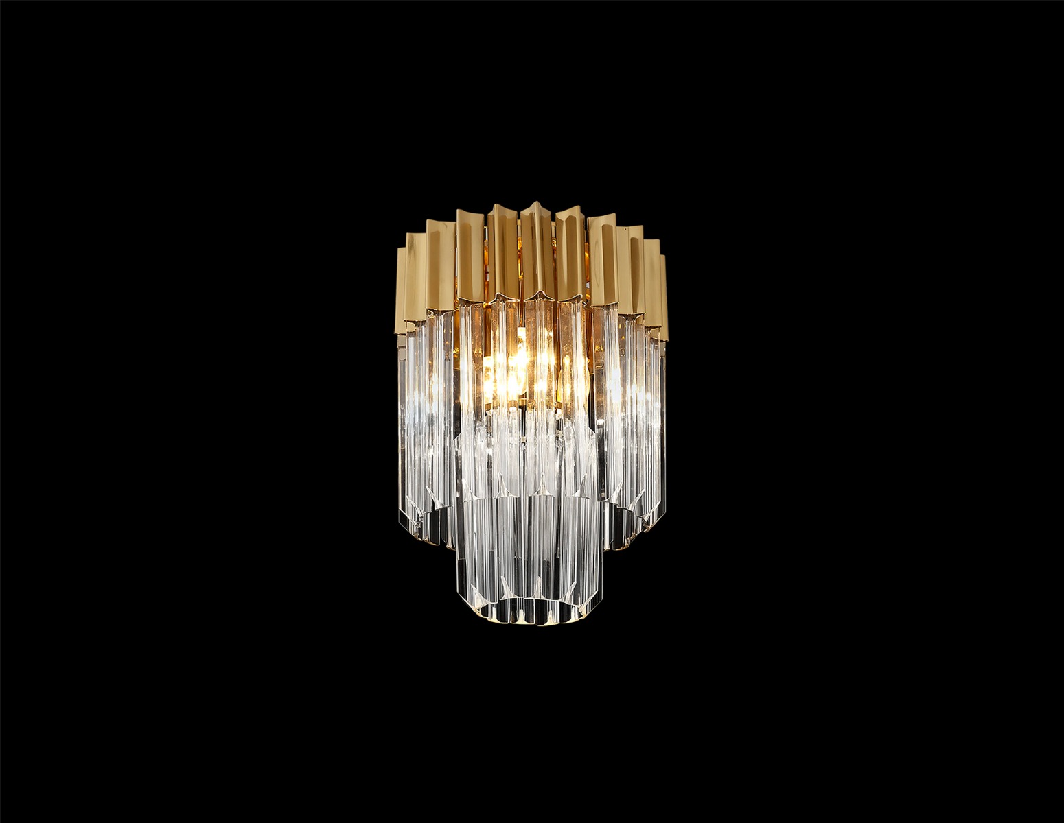 Brewer 30cm Flush Ceiling Round 3 Light E14, Brass/Clear Sculpted Glass