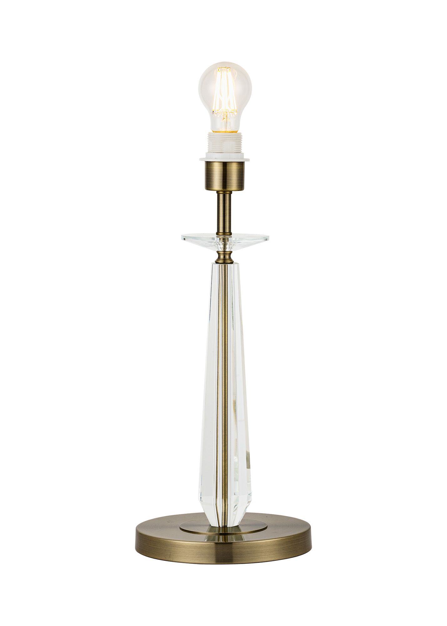 Calida 45cm Table Lamp WITHOUT SHADE, 1 Light E27, Antique Brass/Clear Crystal