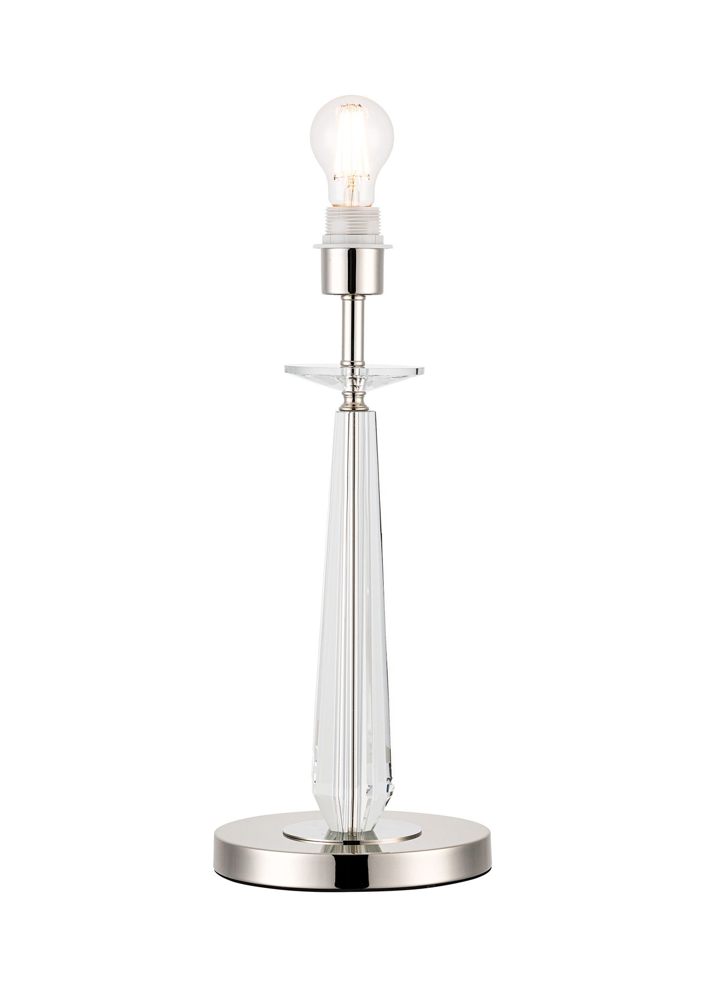 Calida 45cm Table Lamp WITHOUT SHADE, 1 Light E27, Polished Nickel/Clear Crystal