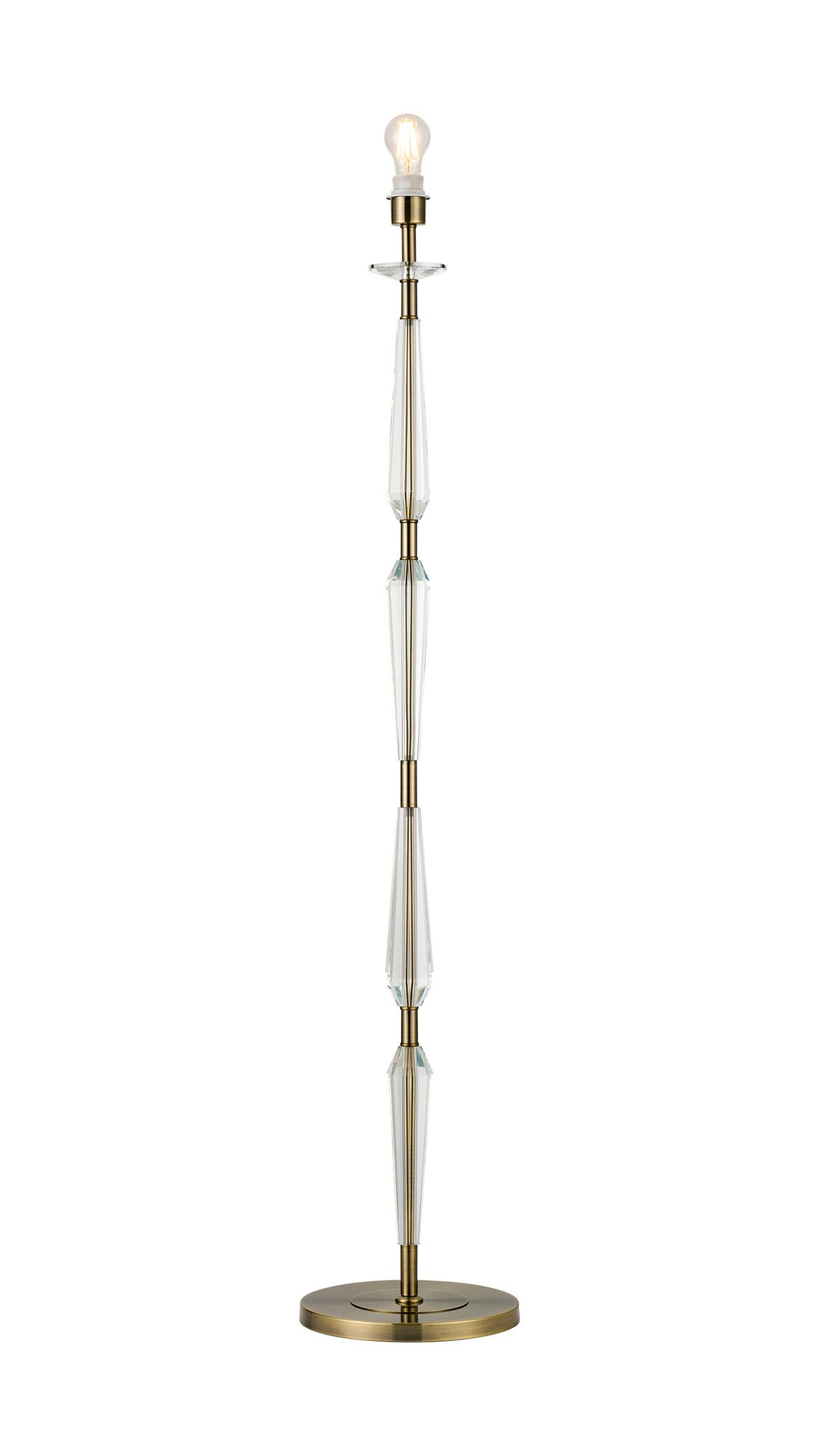 Calida Floor Lamp WITHOUT SHADE, 1 Light E27, Antique Brass/Clear Crystal