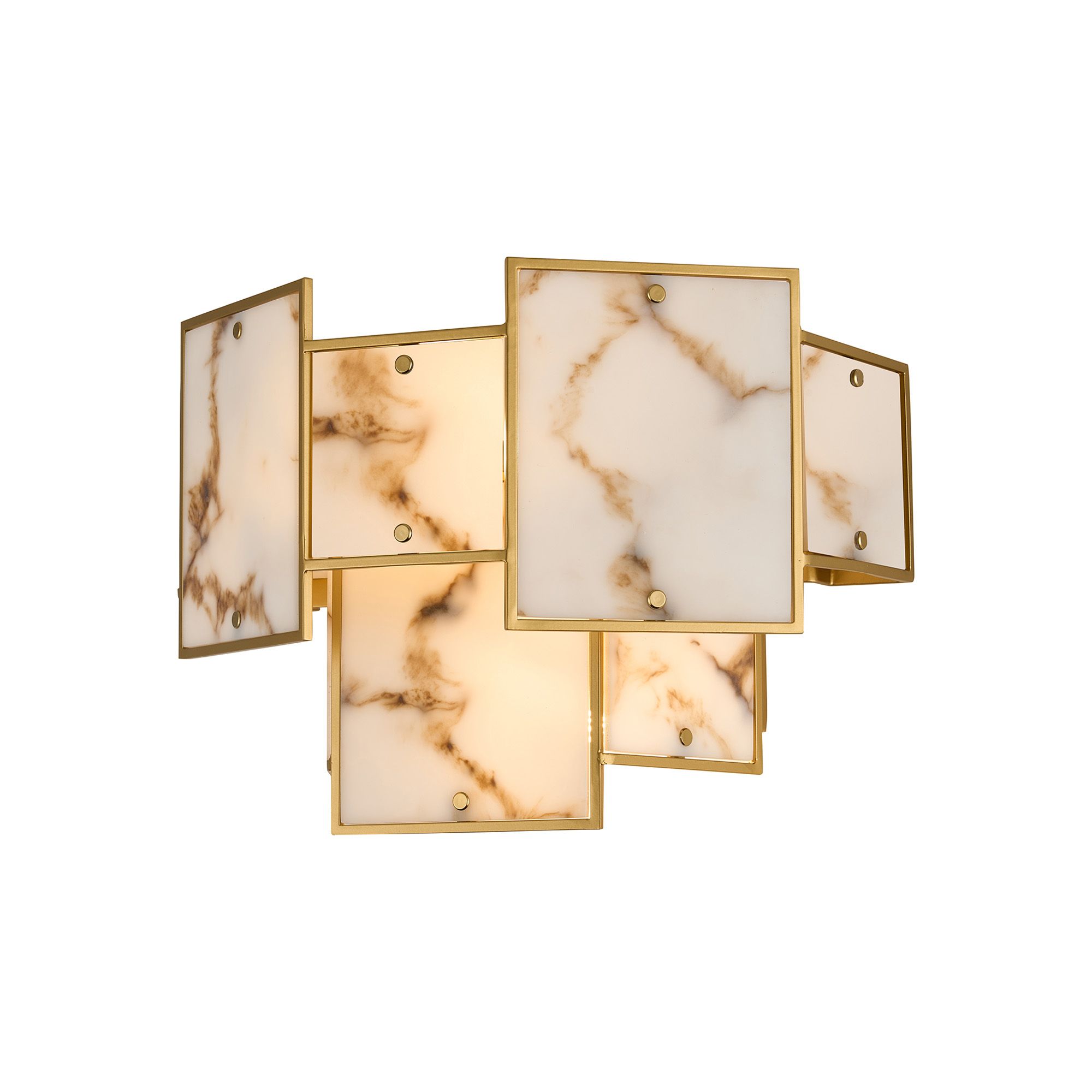Calyx Switched Wall Light Faux Alabaster, 2 x E14, Gold/Brown