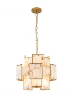 Calyx 45cm Round Pendant/Semi Flush Faux Alabaster, 7 x E14, 1m Chain, Gold/Brown