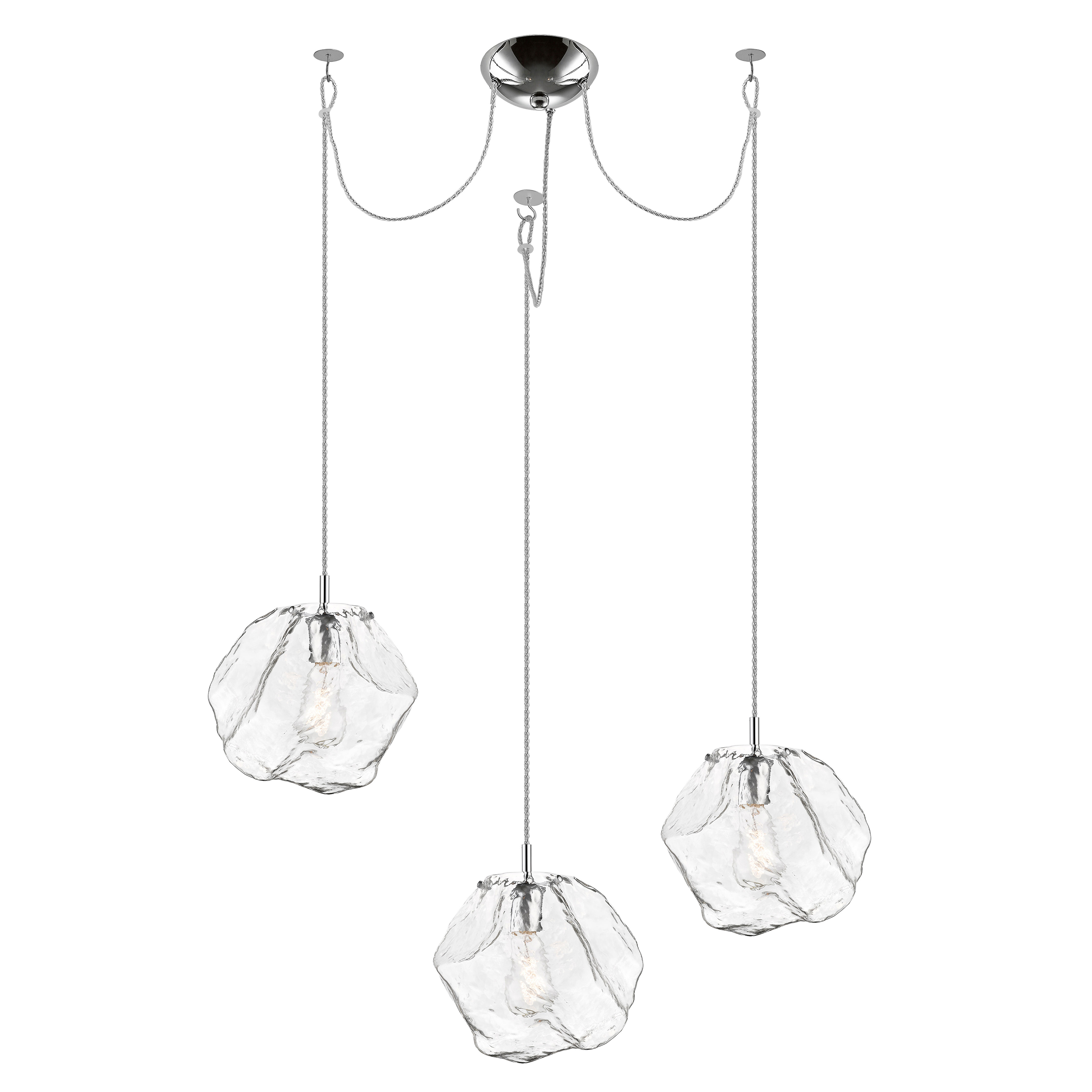 Edmond 3 Light E27 Adjustable Polished Chrome Pendant