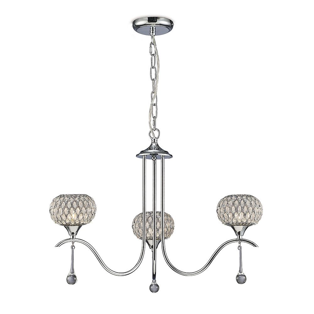 Chelsie Pendant 3 Light G9 Polished Chrome/Clear Beaded Glass
