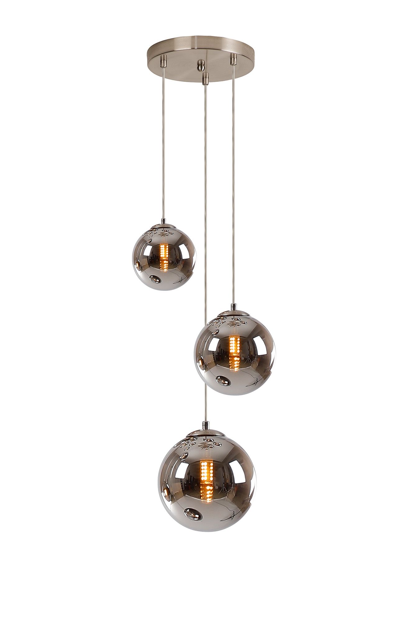 Cisko 31cm Round Pendant, 3 x G9, Satin Nickel/Chrome Plated