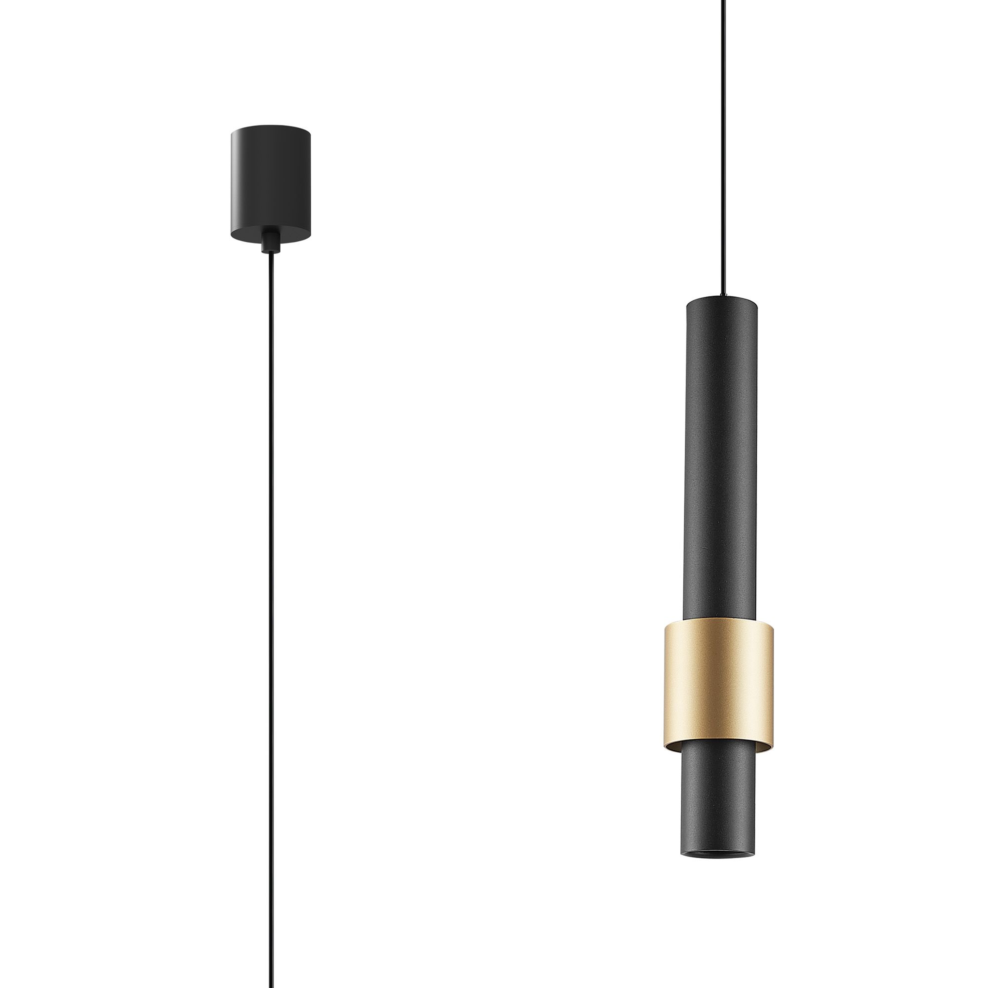 Clifton 5.8cm 1 Light Pendant, 7W LED, 3000K, 770lm, Black/Gold, 3yrs Warranty