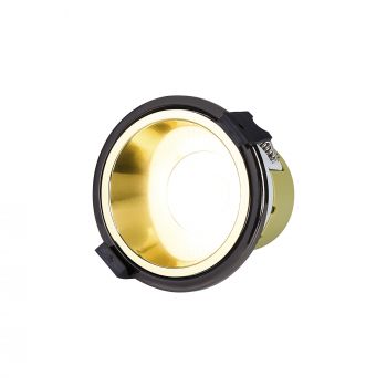 Mila, 5/8W, Triac Dimmable 4CCT LED Fire Rated Downlight, Gold Inner & Black Chrome Trim, Cut Out: 70mm, 800lm 60° Deg, IP65, 5yrs Warranty