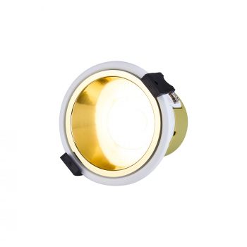Mila, 5/8W, Triac Dimmable 4CCT LED Fire Rated Downlight, Gold Inner & White Trim, Cut Out: 70mm, 800lm, 60° Deg, IP65, 5yrs Warranty