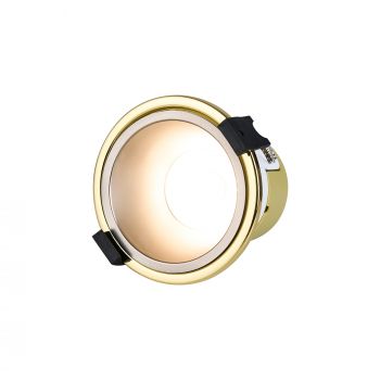 Mila, 5/8W, Triac Dimmable 4CCT LED Fire Rated Downlight, Satin Nickel Inner & Gold Trim, Cut Out: 70mm, 800lm 60° Deg, IP65, 5yrs Warranty
