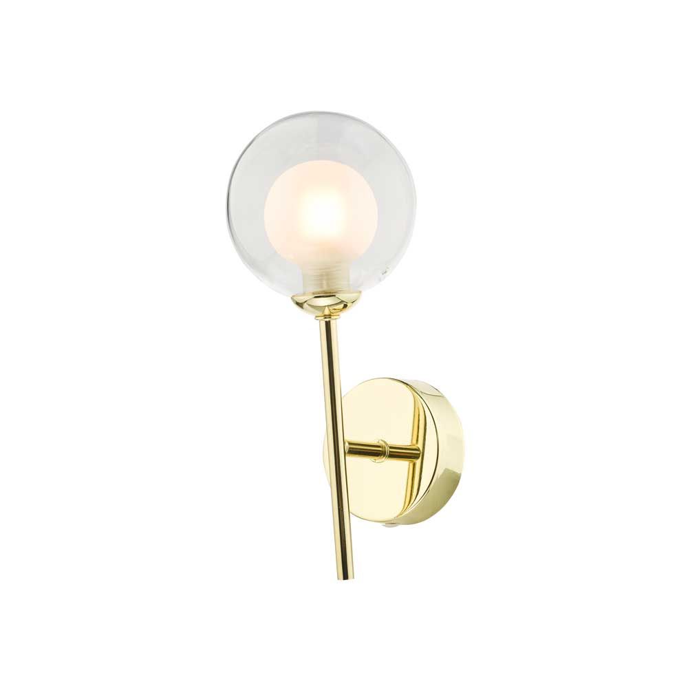 Alegría 1 Light G9 Polished Gold Wall Light With Pull Switch C/W Clear & Opal Glass Shade
