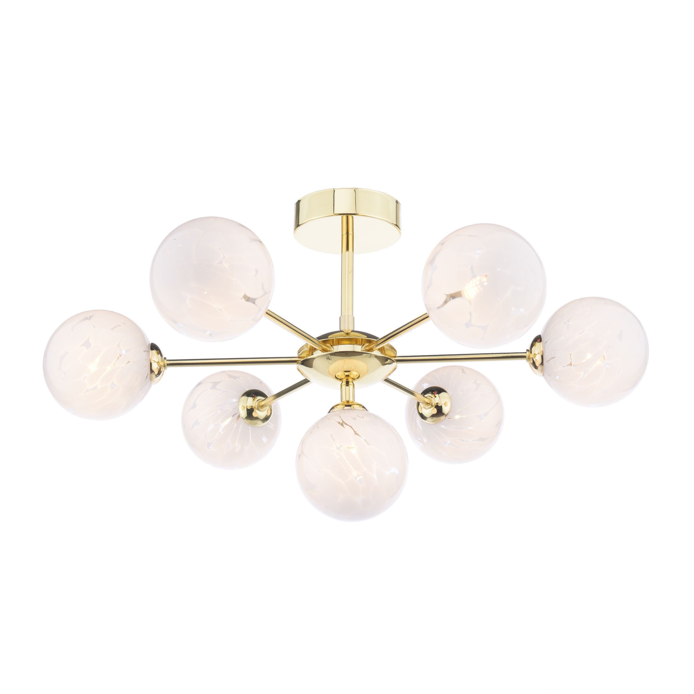 Alegría 7 Light G9 Polished Gold Semi Flush Fitting C/W Pulque Confetti Glass Shade