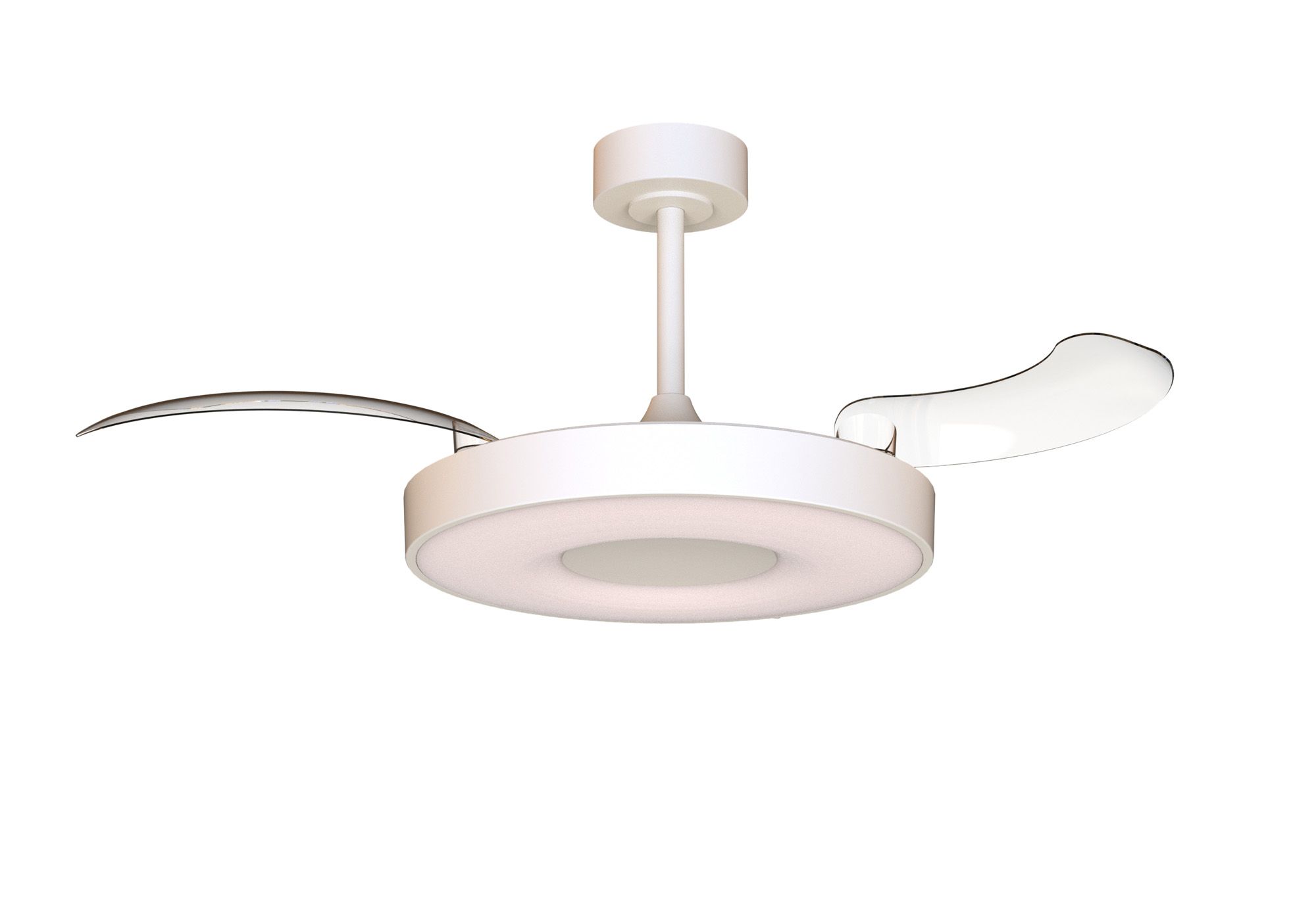 Coin Fan M 49cm 40W LED Dimmable Ceiling With Built-In 30W DC Fan, 3000-5000K Remote, APP, Alexa & Google Voice Control, 6400lm, White
