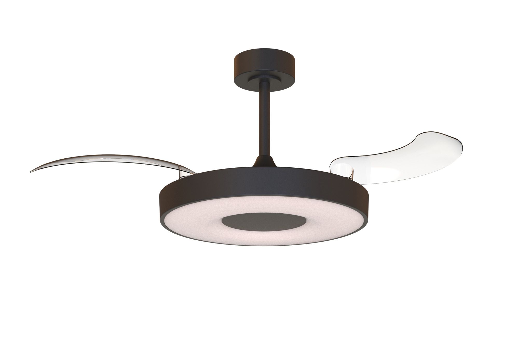 Coin Fan M 49cm 40W LED Dimmable Ceiling With Built-In 30W DC Fan, 3000-5000K Remote, APP, Alexa & Google Voice Control, 6400lm, Black