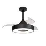 Coin Mini 45W LED Dimmable Ceiling Light With Built-In 25W DC Fan With Single Speed Reverse, Remote & APP Control, Black, 2500lm, 5yrs Warranty