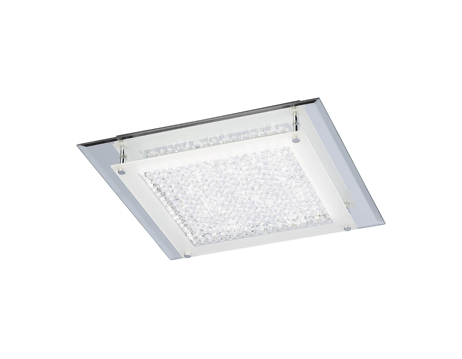 Cristal Flush Light 36cm Square 18W LED 4000K, 1800lm, Polished Chrome / Cristal, 3yrs Warranty