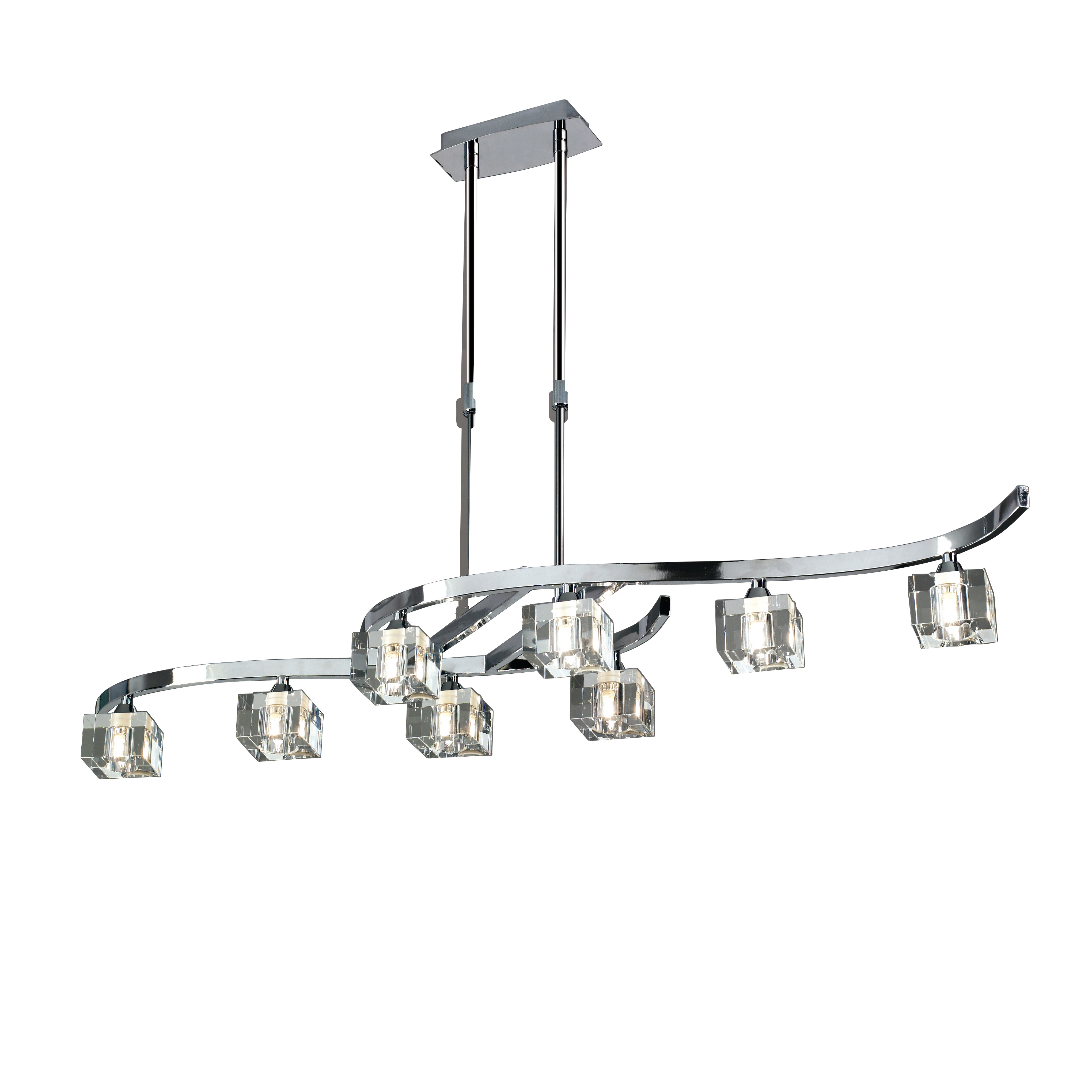 Cuadrax Rectangular Telescopic Convertible To Semi Flush 8 Light G9, Polished Chrome